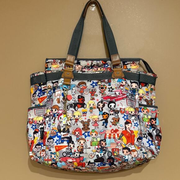 Tokidoki Large Tote Americana Miscall Design with Unicorn Charm NWOT - Picture 1 of 14